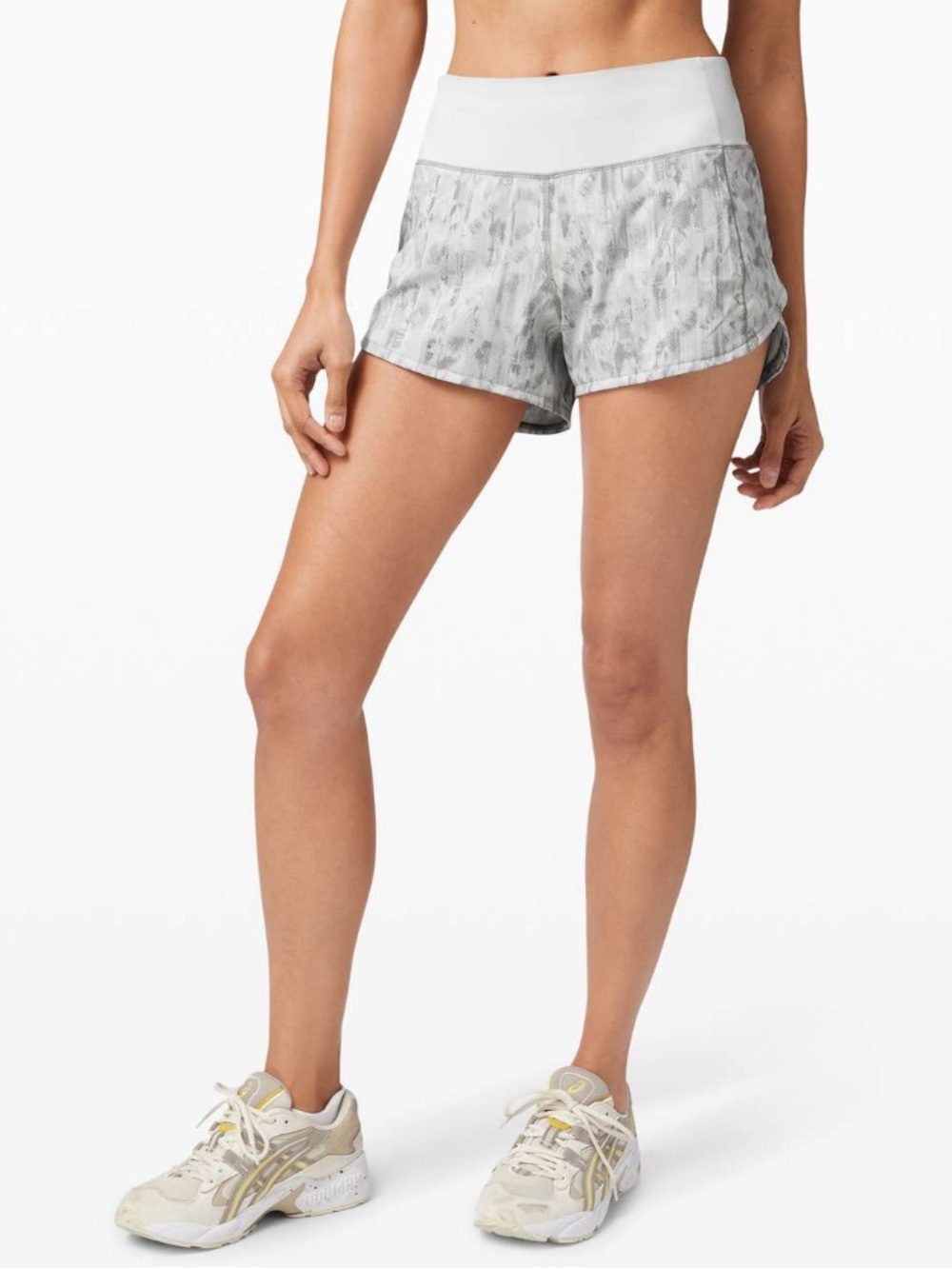 Lululemon 4” Speed Up Short Long Updated Fit City Breeze Alpine White Multi Sz 8